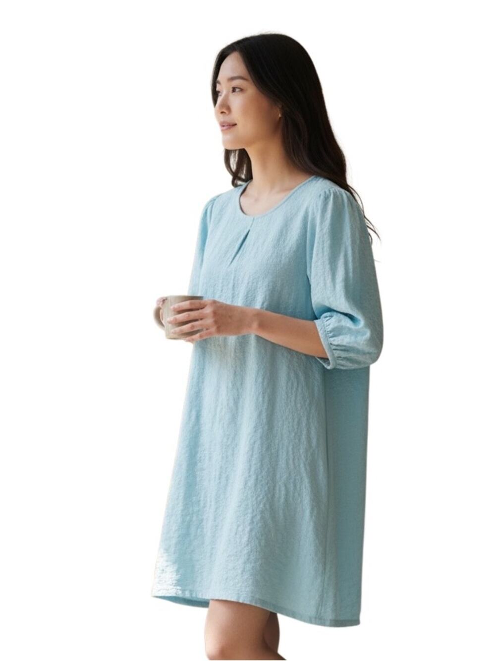 Bryn Walker Lucien Floral Cotton Jacquard Round Neck 3/4 Slv Balloon Dress XXS